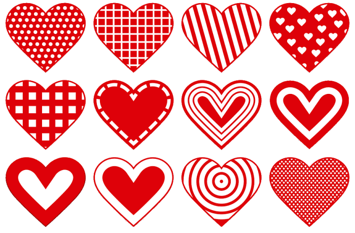 120 шаблонов и трафаретов сердца. Цветные для вырезания из бумаги