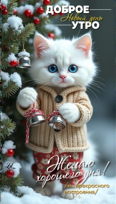 Картинки «Доброе зимнее утро» — коллекция зимних открыток с пожеланиями. Зимние картинки "Доброе утро" с котиками