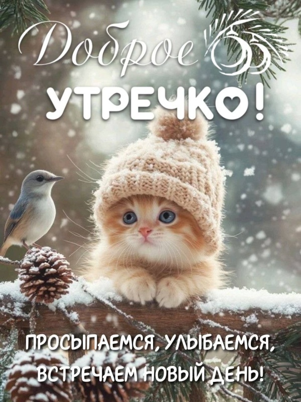 Картинки «Доброе зимнее утро» — коллекция зимних открыток с пожеланиями. Зимние картинки "Доброе утро" с котиками