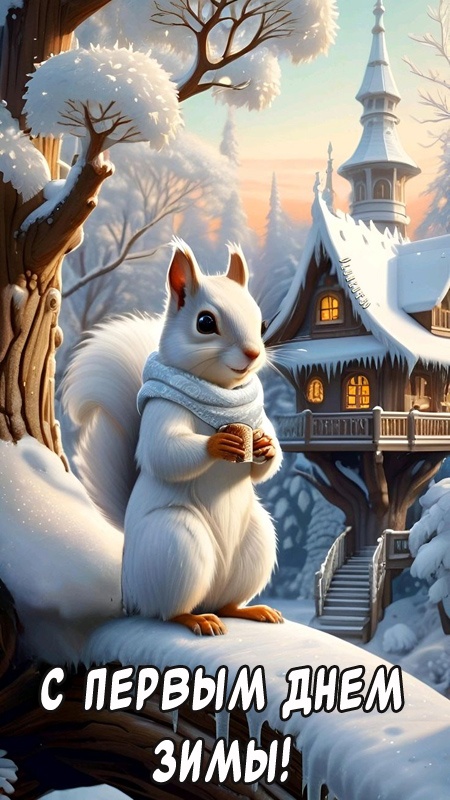 Картинки с первым днем зимы и с началом зимы. С первым днем зимы - картинки с пожеланиями