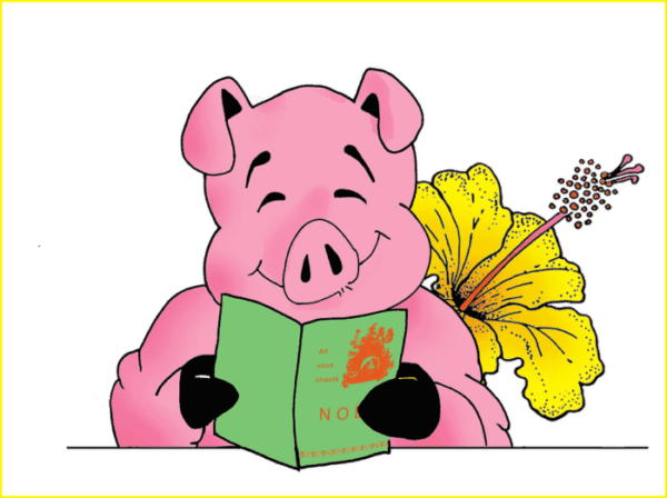 прикольная свинья с цветком